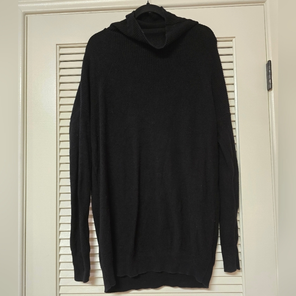 BP. - Black Long-Sleeve Turtleneck Ribbed Sweater Dress